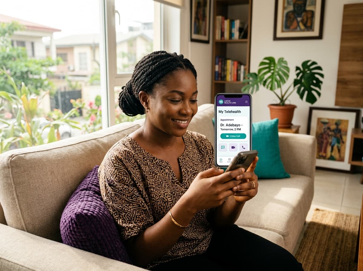 Patient using Aluvity telehealth from home